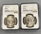 2 NGC MS63 US Morgan Silver $1 1881-S 1888-O L23812