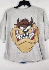 Vintage TAZ Looney Toones Baseball Style 100 Cotton Shirt XL Gray