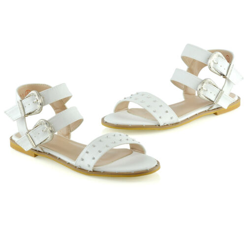 Sandalias planas de gladiador para mujer Zapatos de vacaciones con doble correa y punta abierta talla - Imagen 20 de 21