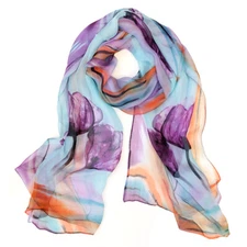 Wrapables® Lightweight Sheer Silky Feeling Chiffon Scarf, Sky Blue Floral