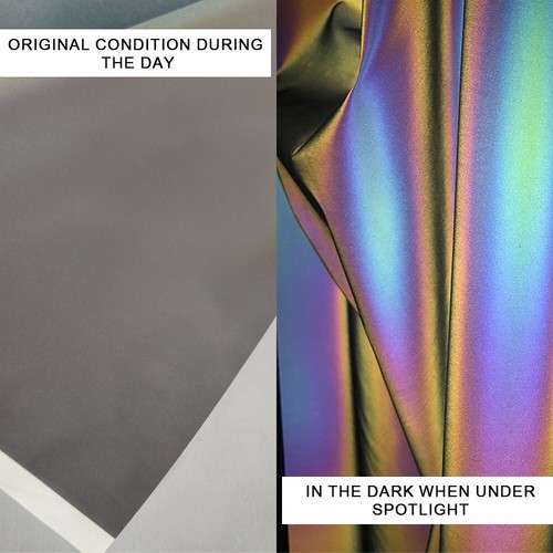 Iridescence Reflective Fabric Craft Iridescent Mirrored Holographic Magic Cloth - Foto 2 di 9