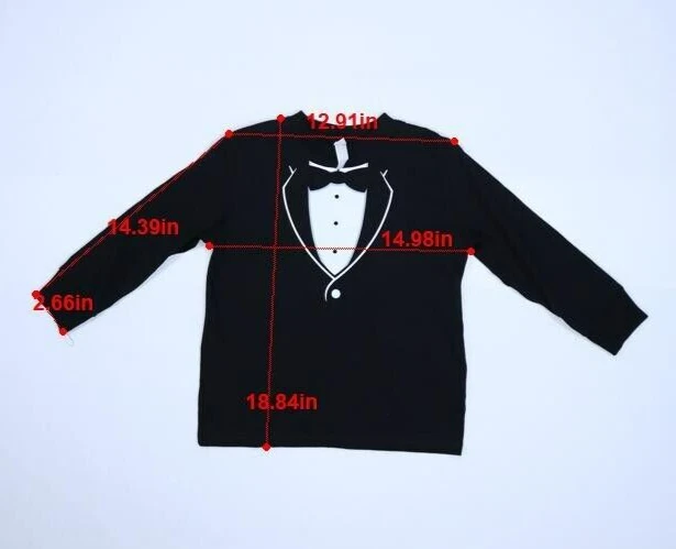 Кроличьи шкуры Черный хлопок Длинный рукав Смокинг Футболка с рисунком Мальчики 5 / 6 - Изображение 2 из 4