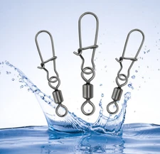 30pcs 1#-4/0# Fishing Rolling Swivel Strong Ball Bearing w/ Coastlock Snap Snap