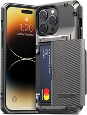 For Apple iPhone 14 Pro / Pro Max Case VRS Design Card Wallet Cover-Groove Metal
