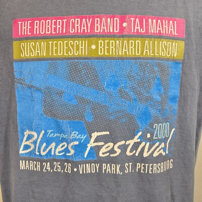Tampa Bay Blues Festival 2000 T Shirt Mens XL Blue The Robert Cray Band Flaws