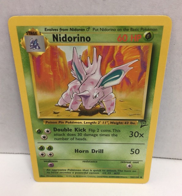 Nidorino 54 130 Original Base Set 2 Pokemon Card TCG NM Great Condition 