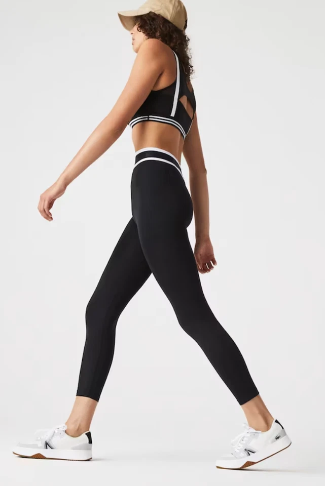 Lacoste Women s SPORT Printed Waist Leggings In Black - Image 3 of 4