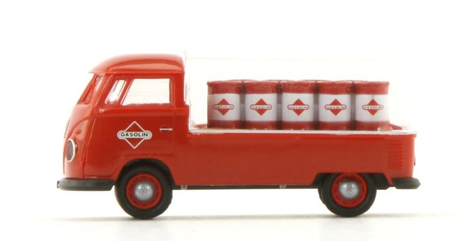 Brekina 932818, VW T1b Pritsche mit Fässern, Gasolin, Neu & OVP, H0