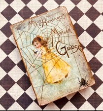 Vintage Distressed Look Wood Nursery Rhymes Little Miss Muffet Decor