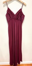 Vintage Y2K 90s Burgundy Chiffon Maxi Dress sz M Formal Prom Fairy Dark Romantic