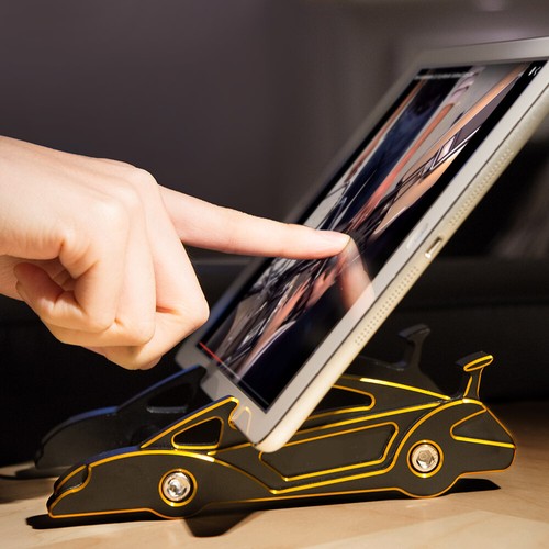 dual-angle desk display stand CNC Aluminum gold sports car style for ipad 2 3 4 - 第 1/7 張圖片