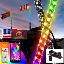Key-on Lighted Whip Wire & 2PCS 3FT RGB Whip Lights For Can Am Maverick R 24-25