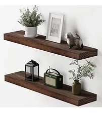 VERTORGAN Floating Shelves Wood Wall Shelves Rustic Wall Mounted Floating She...