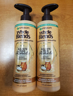 2 Pk: Garnier Whole Blends Sulfate Free Remedy Honey Treasures Shampoo 12oz. E6C