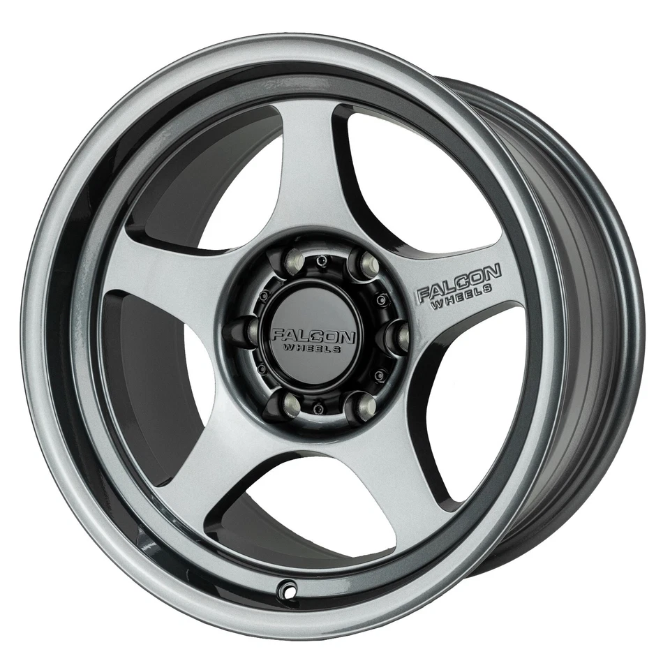 (1) Falcon T2 17x9 -12 6x139.7 / 6x5.5 Gunmetal Glossy Tacoma Toyota 4runner Foto 3 de 3