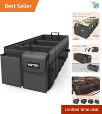 Spacious Black Car Trunk Storage Organizer with Adjustable Mesh Pocket Features