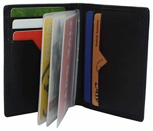Leather Credit Card Holder Wallet for Men & Women Thin Bifold RFID Blocking Slim