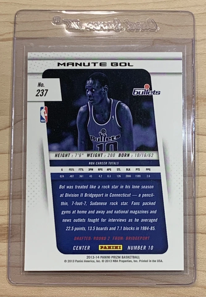 2013-14 Panini Prizm #237 MANUTE BOL 🏀 Washington Bullets 🏀 FREE SHIPPING 🏀 - Image 3 of 3