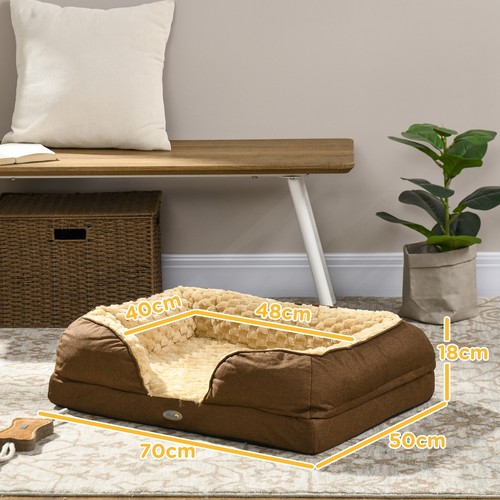 PawHut Dog Bed Calming Pet Bed Dog Mattress for Small Dogs - Brown - 第 3/11 張圖片