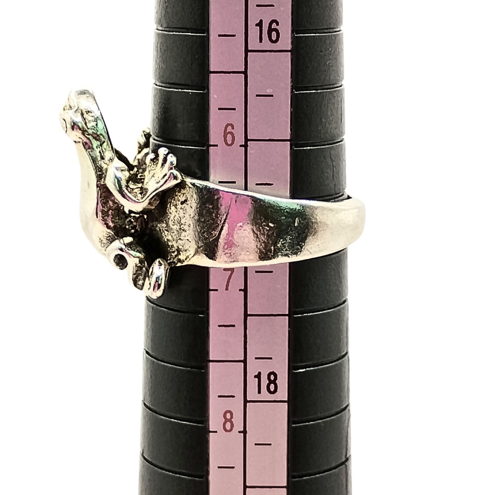 Womens Silver Plated Frog Statement Ring Size 6.5… - image 7