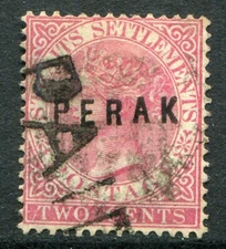 Malaysia (Perak) 1882-83 2c opt. type 9 SG 11 used (cat. £70) 'A'