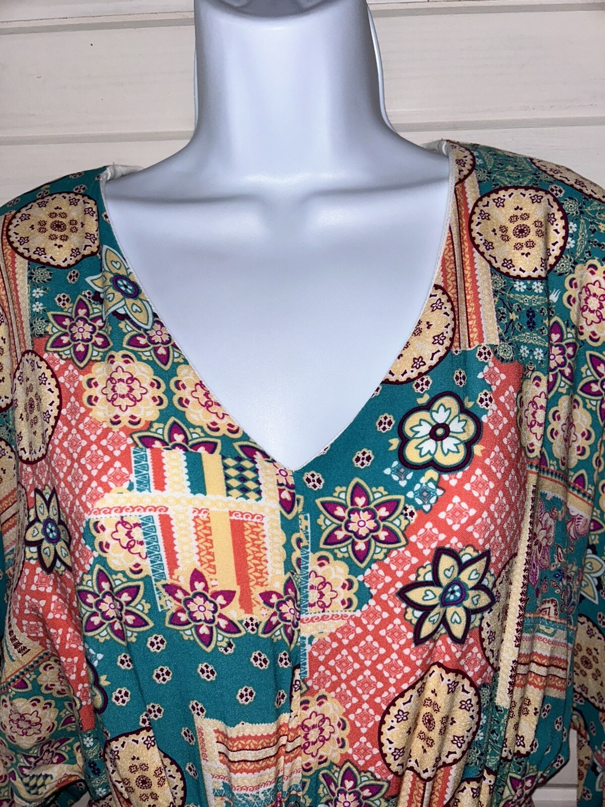 Savanna Jane Sz MEDIUM Patchwork Print Dress Dolm… - image 3