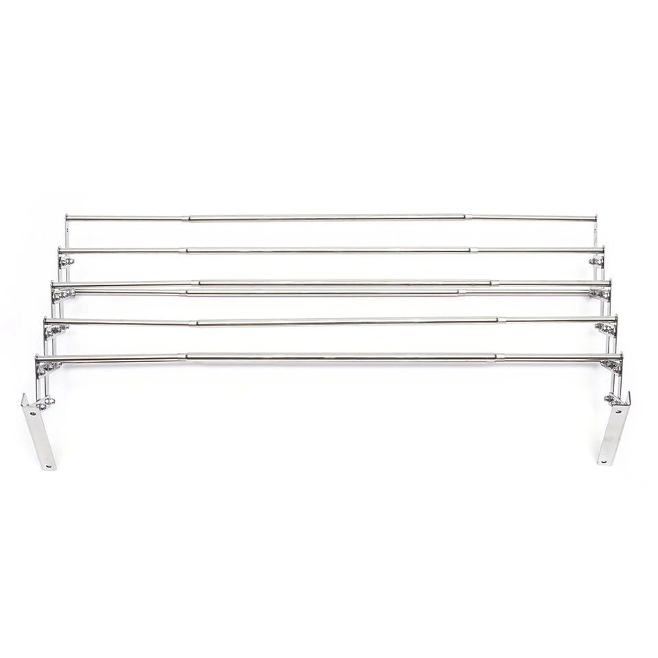 Wall-Mounted Laundry Hanger Expandable Folding Clothes Drying Towel Rack Adjust - Image 2 of 4