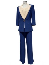 tailleur pantalone BLU donna elegante cerimonia  mamma sposa sposo 48