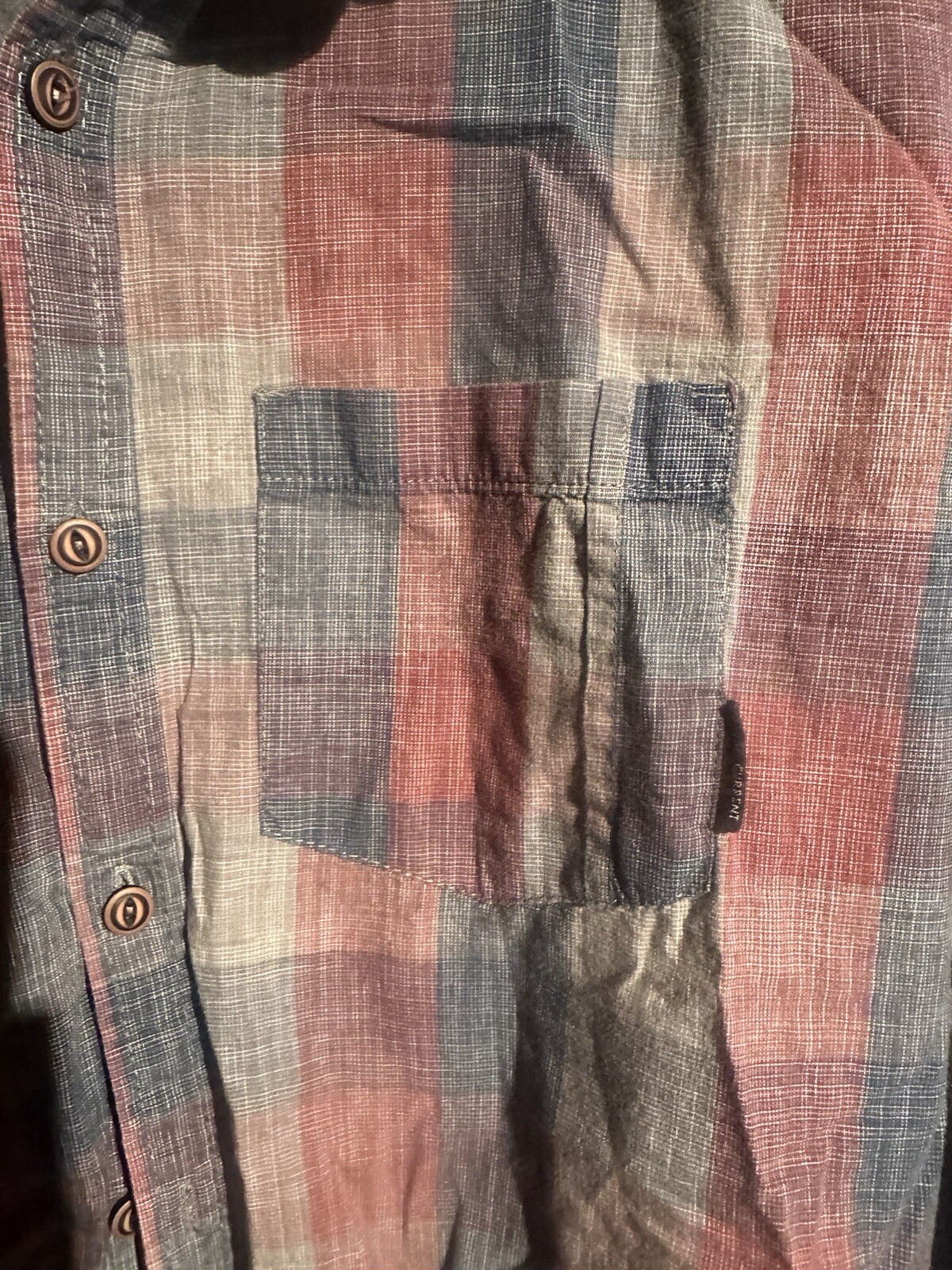 Ocean Current Red Gray Blue Checked Button Down S… - image 3
