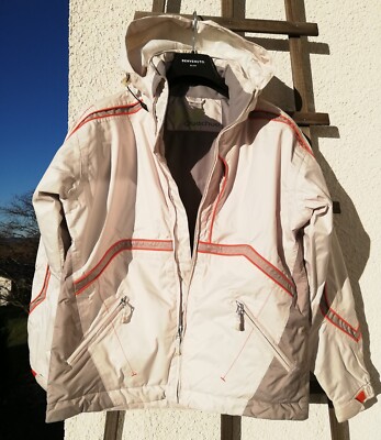 Damen-Ski-Anorak mit Fleecefutter, Gr. 38, elfenbein mit grau/orange, RECCO