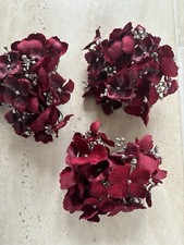 Red and Gold Silk Hydrangea Artificial Flower Head Clips