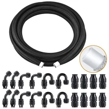 8AN 20FT PTFE Fuel Line Hose Kit E85 Nylon Braided with 10PC Fitting Adapter Kit