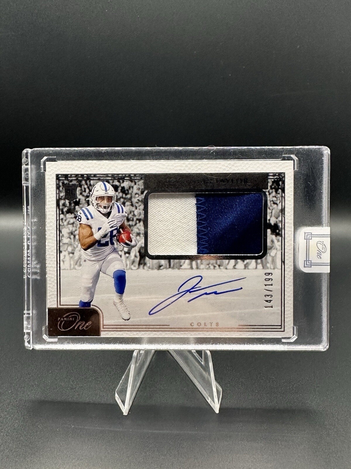 2020 Panini One - Rookie Patch Autographs #18 Jonathan Taylor /199 (AU, MEM, RC)