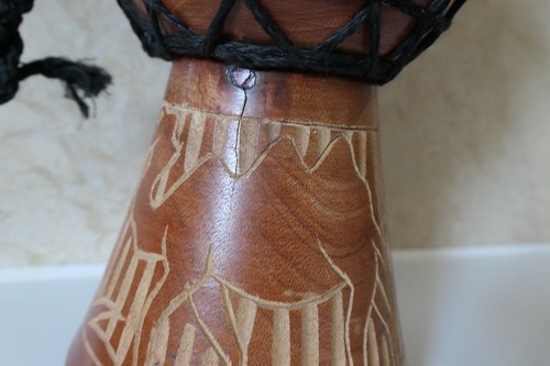 NORTH AFRICAN 24.5CM CARVED WOODEN 2 CAMEL PATTERN DJEMBE BONGO ANIMAL SKIN DRUM - Picture 11 of 18