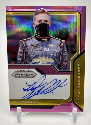 2021 Panini Prizm Racing Nascar Endorsements Tyler Reddick  Pink On Card Auto