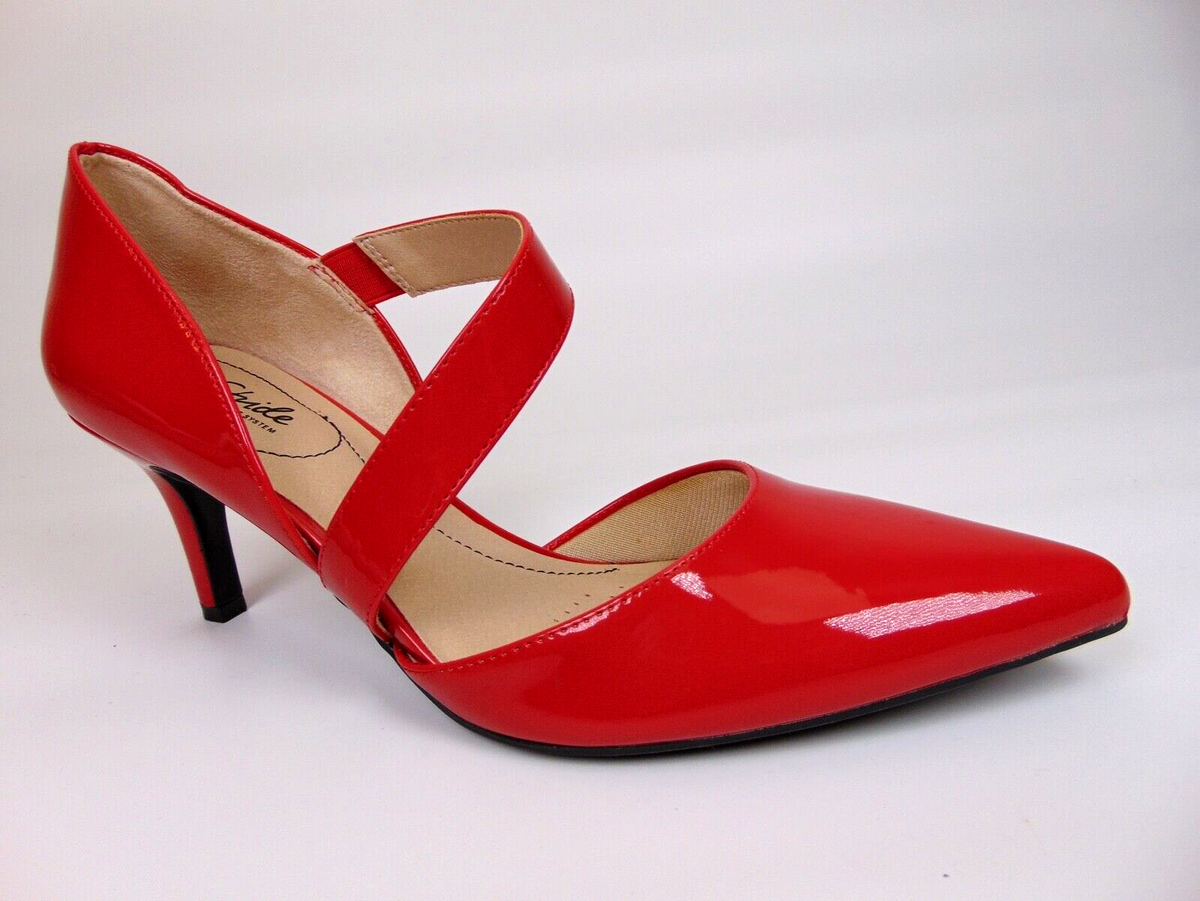 LifeStride Womens Fire Red Suki Patent Pump Heel Shoe 9.5 for sale
