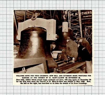 St Mary-le-Bow Kirchenglocke London Bogenglocken - 1961 Clipping