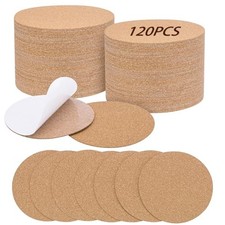 120PCS Self-Adhesive Cork for DIY Coasters, 3.74" Round Backing Sticky Cork