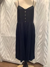 J for Justify Black Linen Blend Shirred Back Spaghetti Strap Culottes Size XL