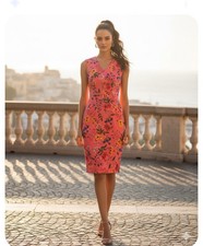 CALVIN KLEIN Dress 2 Sleeveless Stretch Sheath Back Zip Cocktail Peach NEW