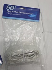 50 FT Feet 4C Modular Telephone Extension Phone Cord Cable Line Wire White New