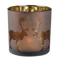 Windlicht Mit Hirsch, Braun, Glas, H 24 X Ø 18 Cm