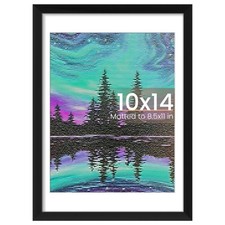 10x14 Picture Frame, Display Pictures 8.5x11 with Mat or 10 x 14 Without, Wal...