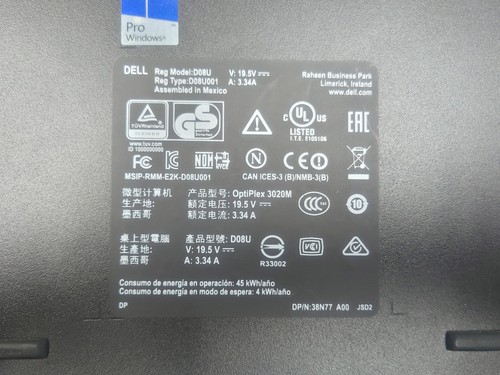 Dell OptiPlex 3020M Micro Intel Core i5-4590T 8GB Ram 500GB HDD No OS - 第 2/3 張圖片