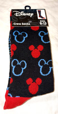 MICKEY MOUSE EARS DISNEY CREW SOCKS Size 9-13. NEW RED BLACK BLUE