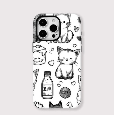 Cute Cat Sketch Tough MagSafe iPhone 17 16 15 14 13 12 11 Pro Max Hülle