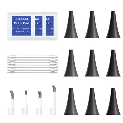 Otoscope Accessories: 9 Disposable Speculums, 4 Ear Picks, 1 Pack of Q-Tips, ...