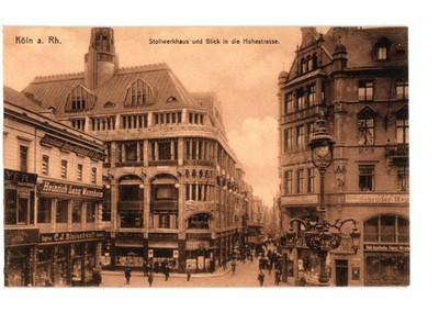 Cologne Germany Stollwerckhaus Hohestrasse Busy Street Scene Snagstedt Printe...