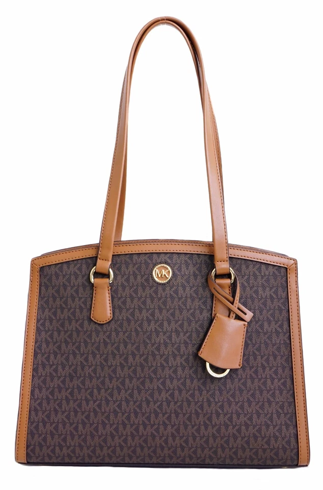Michael Kors Acorn Chantal Medium Tote Sac Marron Neuf - Photo 1/4