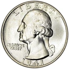 1941 25C BU Silver Washington Quarter